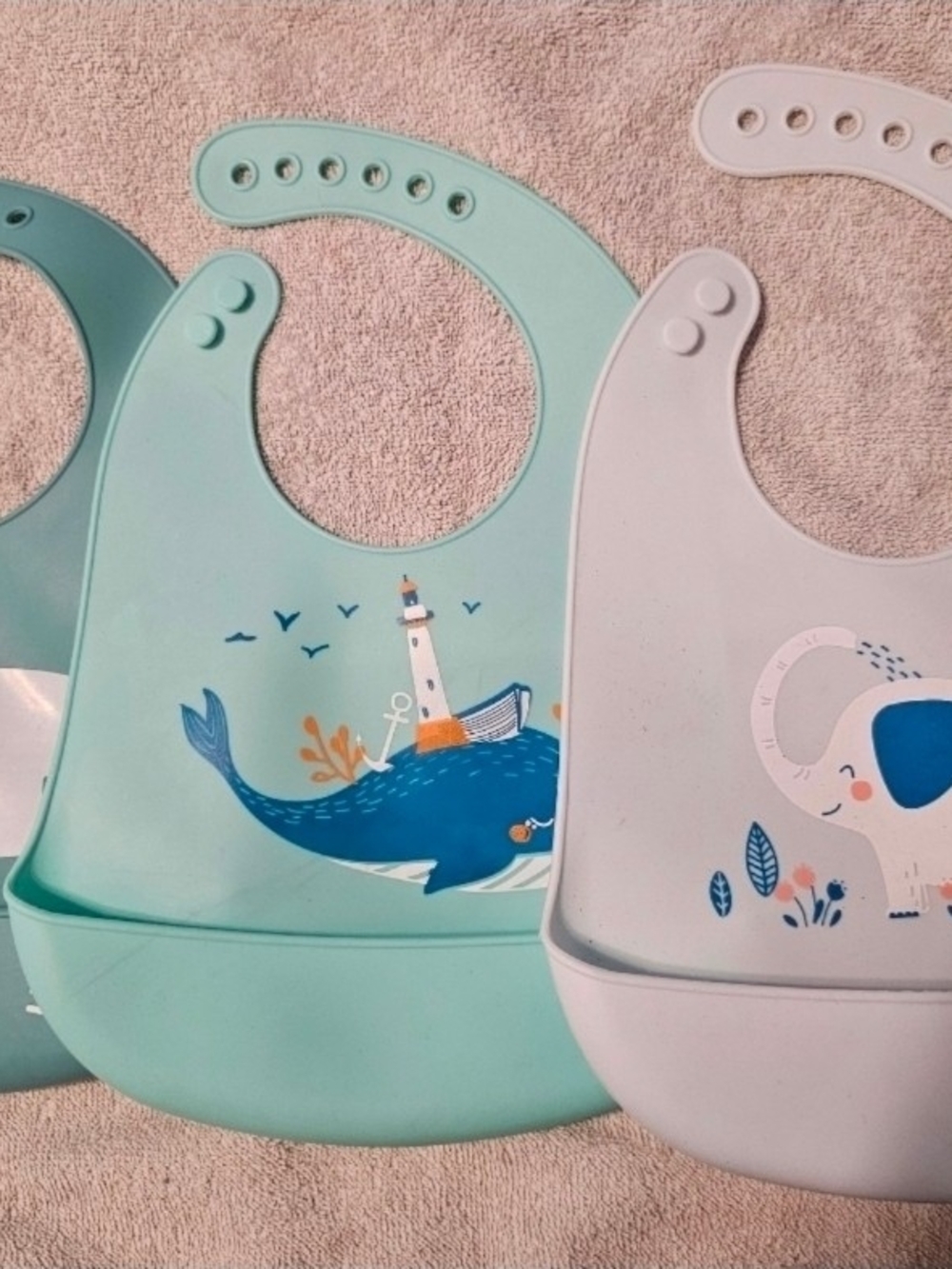 Silicone Baby Bibs - Set of 3